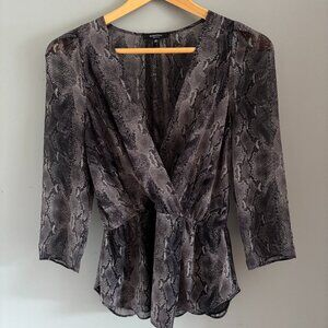 Sheer Silk Snakeskin Print Babaton Blouse